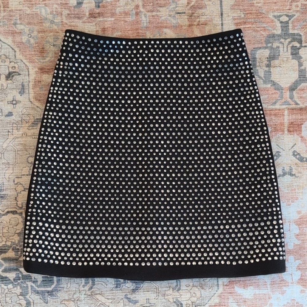 French Connection Black Mini Skirt with Silver Accents